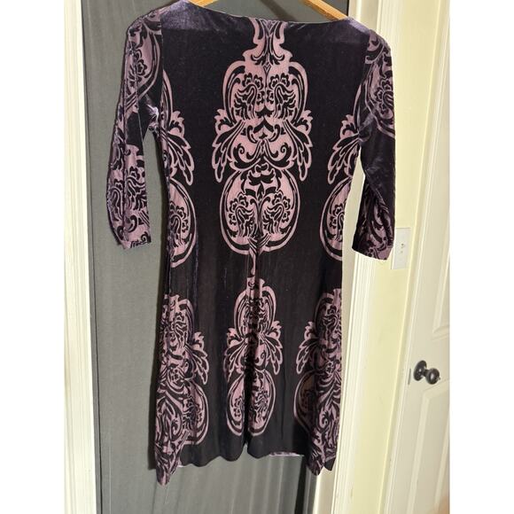 Ivanka Trump Purple Medallion Damask  3/4 Sleeve Velvet Burnout Whimsigoth Fairy - Picture 3 of 5